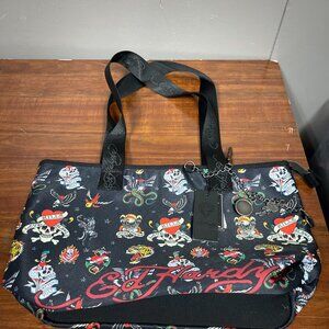 NEW EXCLUSIVE ED HARDY EVE PRINT ICONIC TATTOO TIGER SHOULDER TOTE BAG TOP ZIP